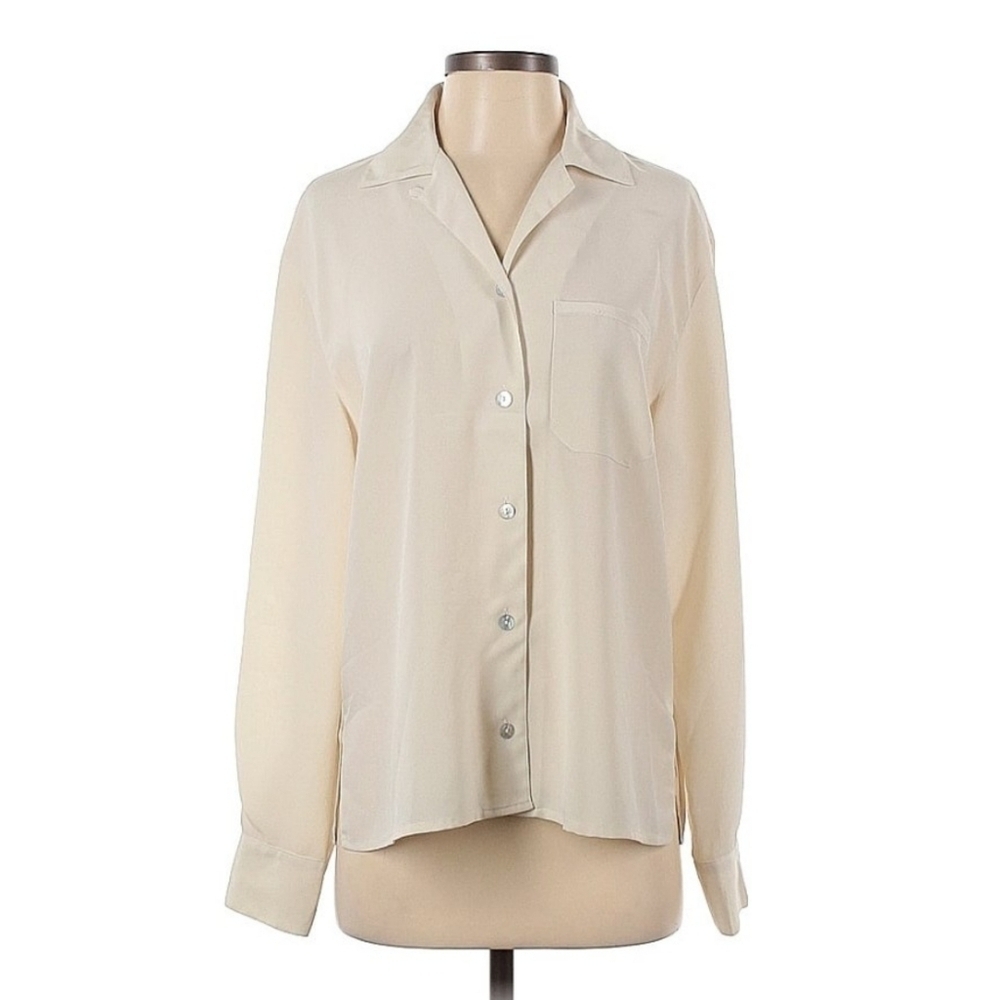 Verse Ivory Long Sleeve Button Down Blouse Size 6
